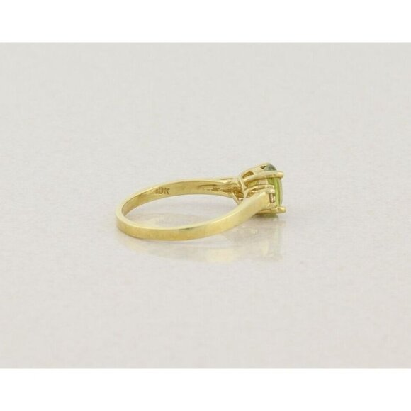 18k Yellow Gold Natural Yellow Green Grossularite Garnet & Diamond Ring Size 8 - Picture 7 of 8